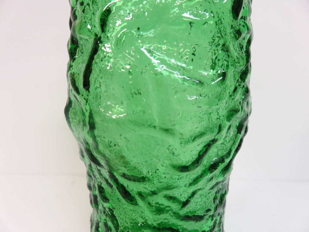 Green Crinkle Glass Vases