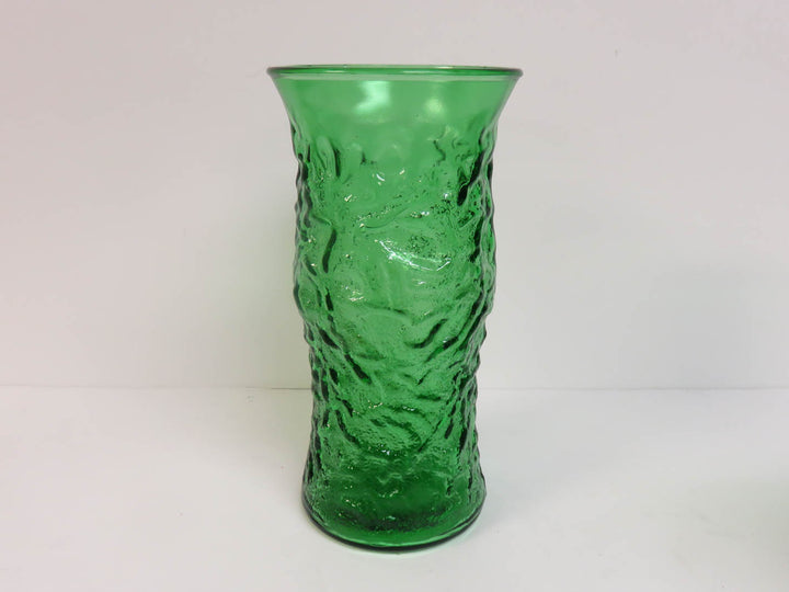 Green Crinkle Glass Vases