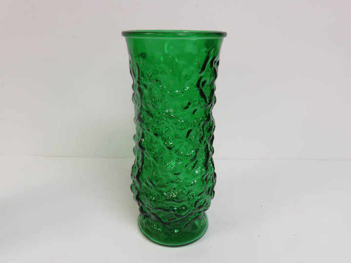 Green Crinkle Glass Vases