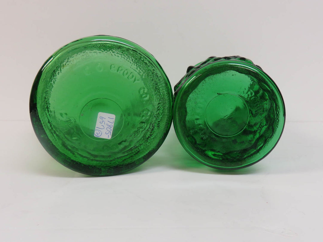 Green Crinkle Glass Vases