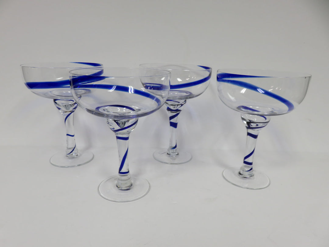 Blue Swirl Margarita Glasses