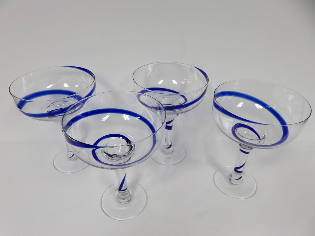 Blue Swirl Margarita Glasses