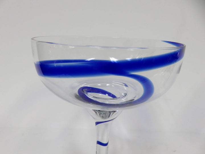 Blue Swirl Margarita Glasses