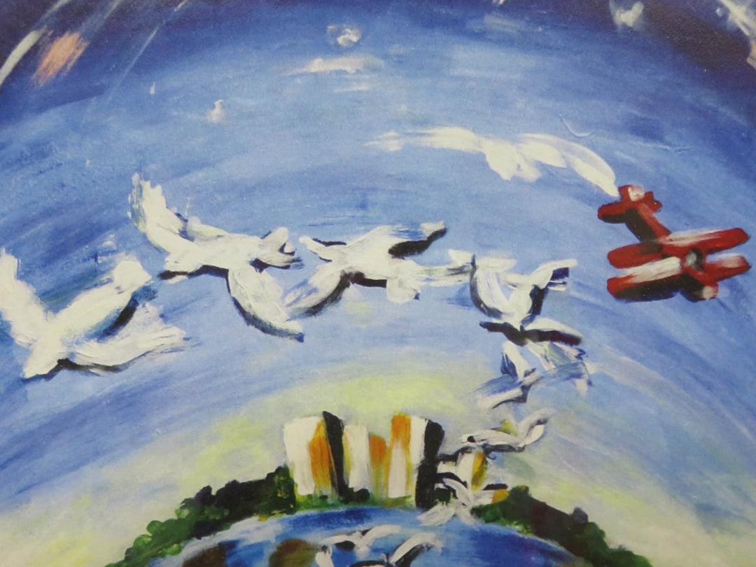 Flying Birds over World Print