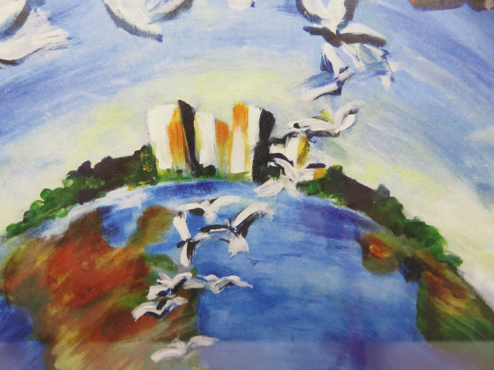 Flying Birds over World Print