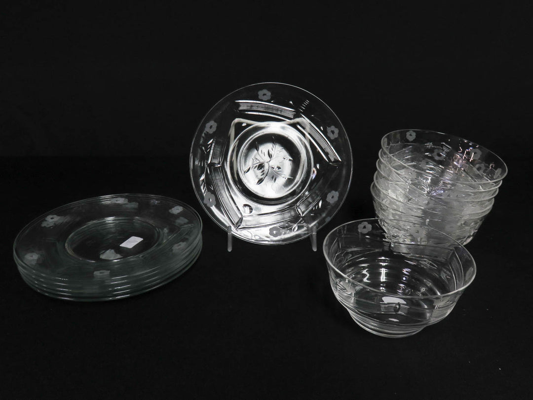 Glass Bowl and Plate Set