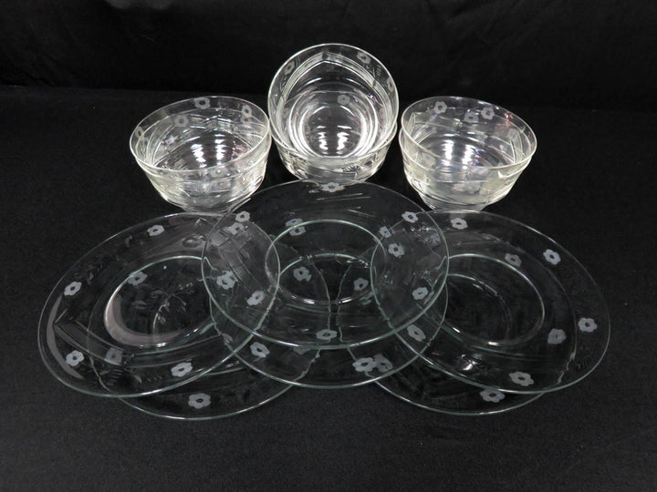 Glass Bowl and Plate Set