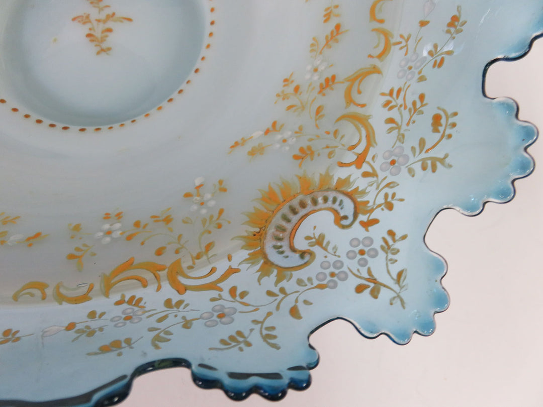Vintage Blue Glass Decorative Bowl