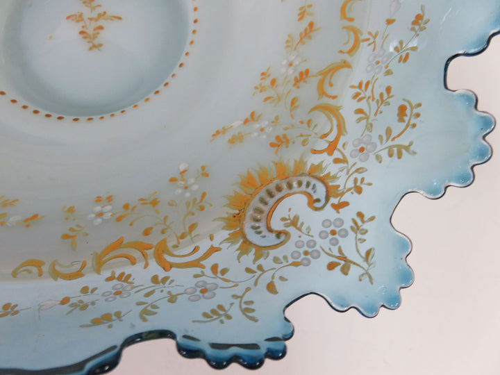 Vintage Blue Glass Decorative Bowl