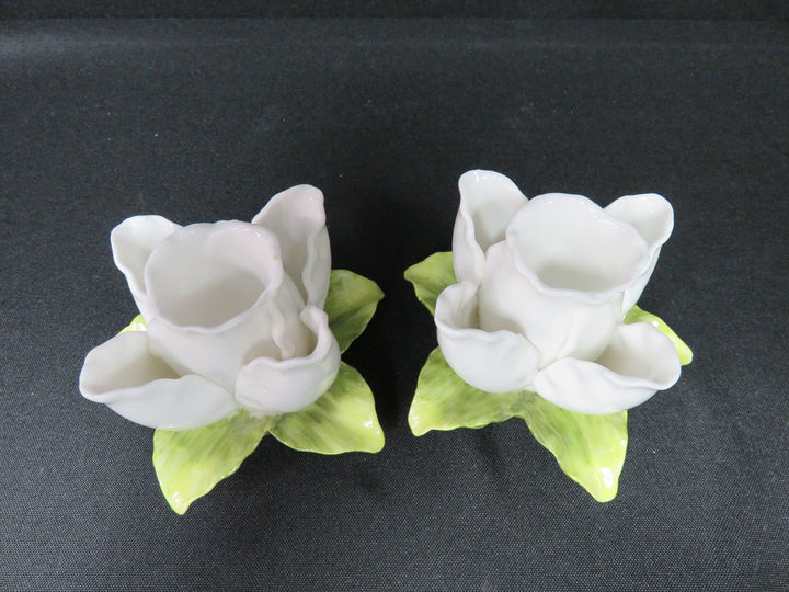 White Floral Candleholders