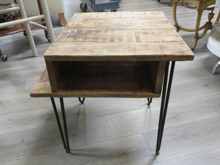 Industrial Style Wood End Table