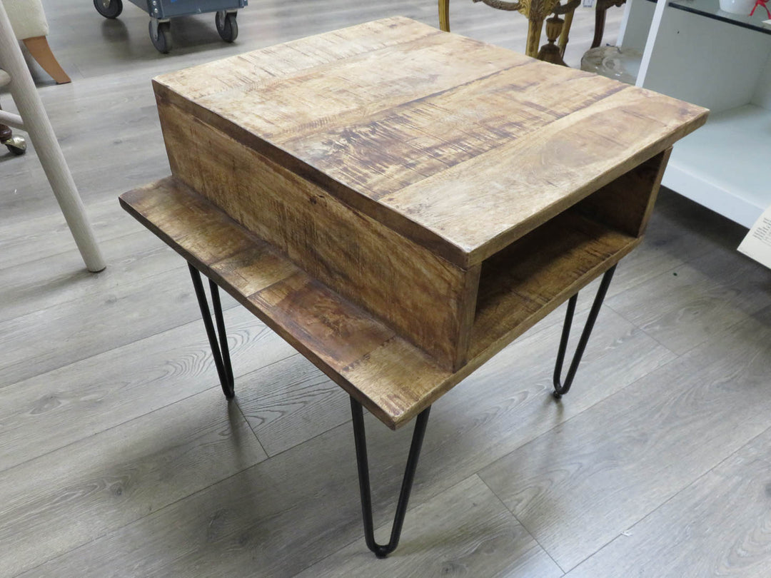 Industrial Style Wood End Table