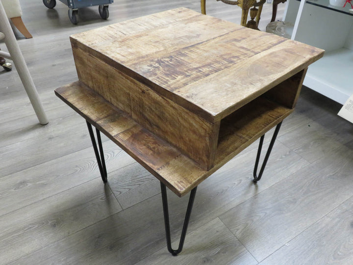 Industrial Style Wood End Table