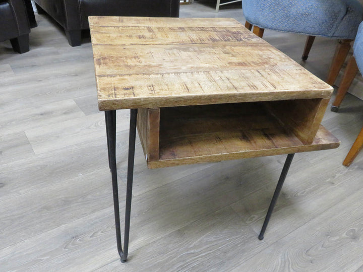 Industrial Style Wood End Table