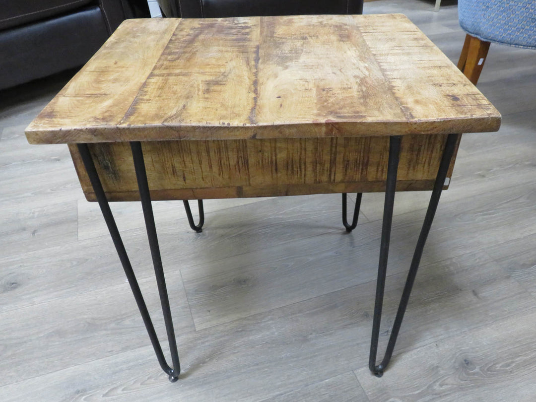 Industrial Style Wood End Table
