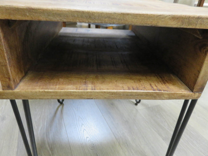 Industrial Style Wood End Table