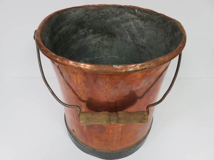 Copper Bucket With Wood Handle
