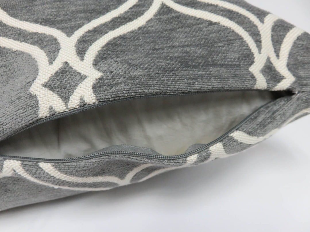 Gray and White Throw Pillow