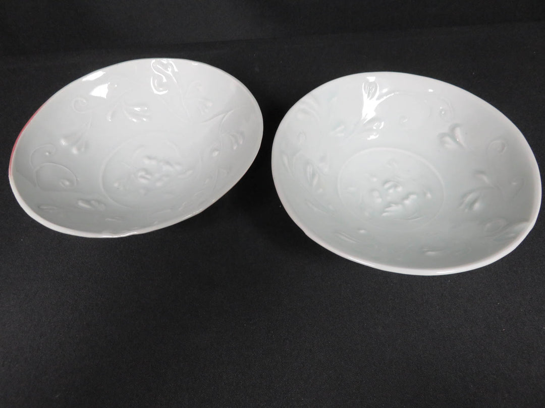 Pair Embossed Pottery Bowls