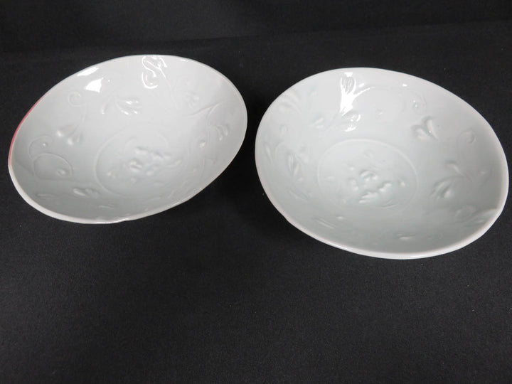 Pair Embossed Pottery Bowls