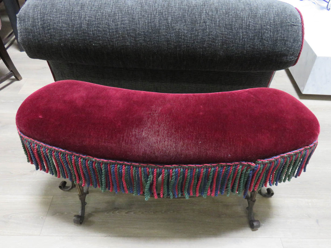 Curved Upholstered Iron Bench
