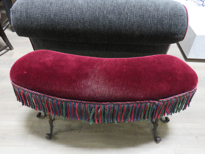 Curved Upholstered Iron Bench