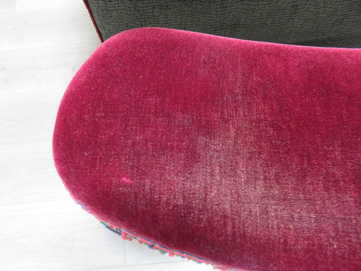 Curved Upholstered Iron Bench