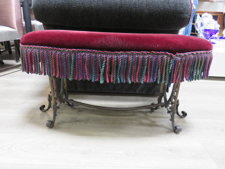 Curved Upholstered Iron Bench