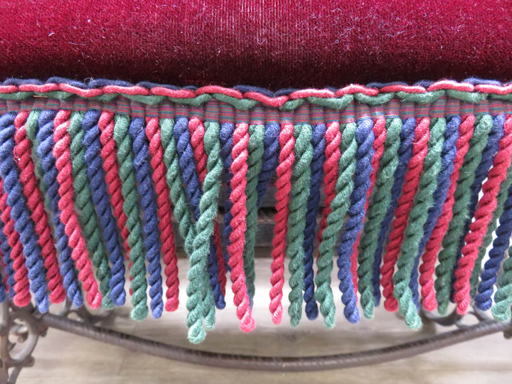 Curved Upholstered Iron Bench