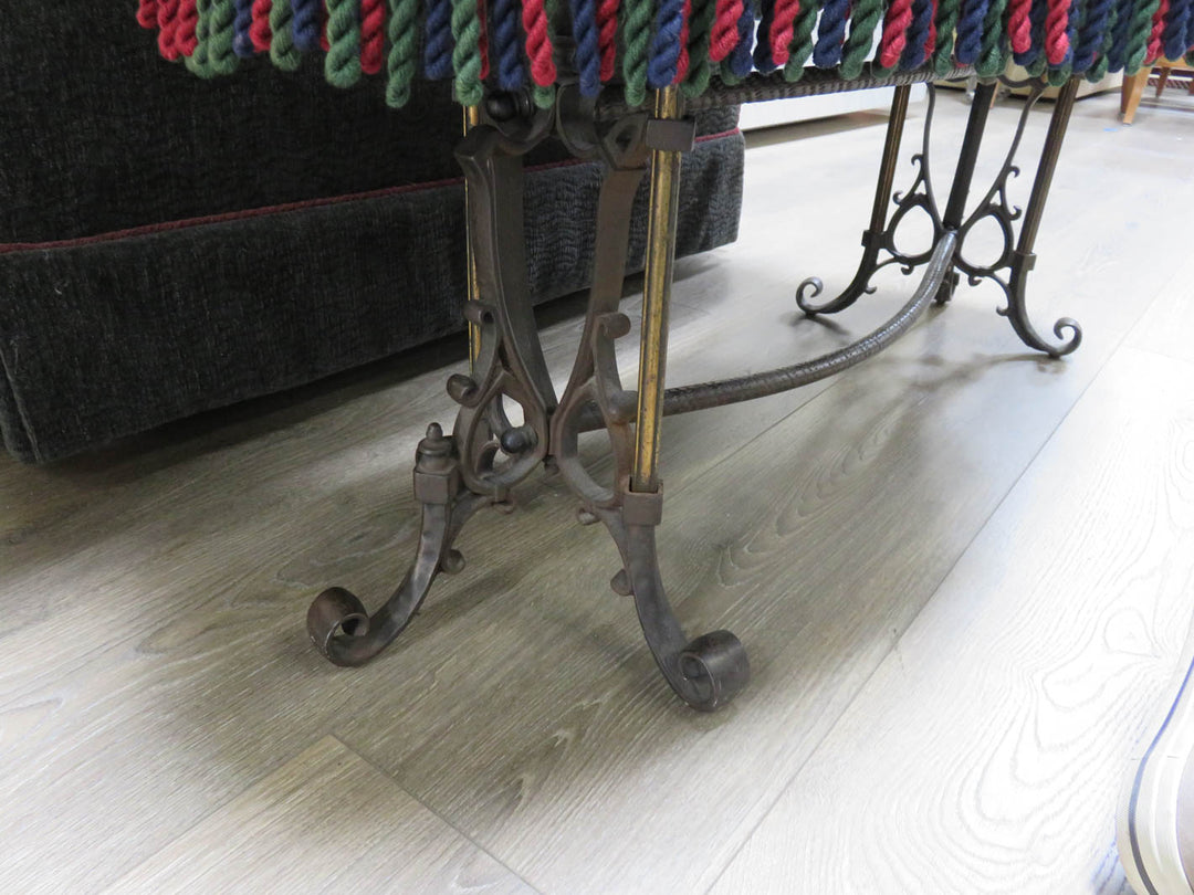 Curved Upholstered Iron Bench