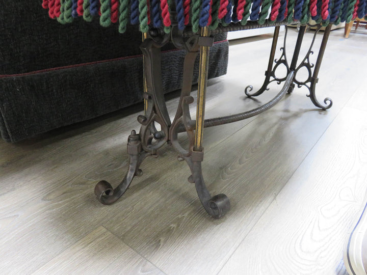 Curved Upholstered Iron Bench