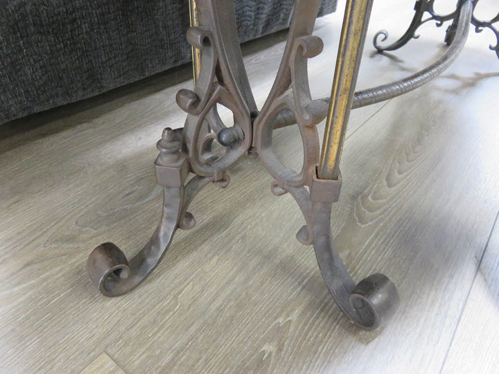 Curved Upholstered Iron Bench
