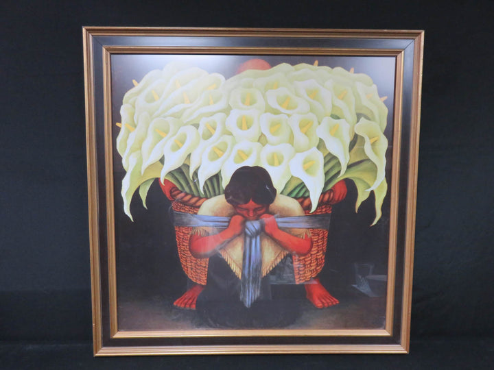 Print of Flower Vendor by Diego Rivera
