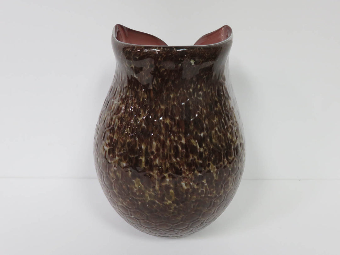 Owl Art Glass Vase