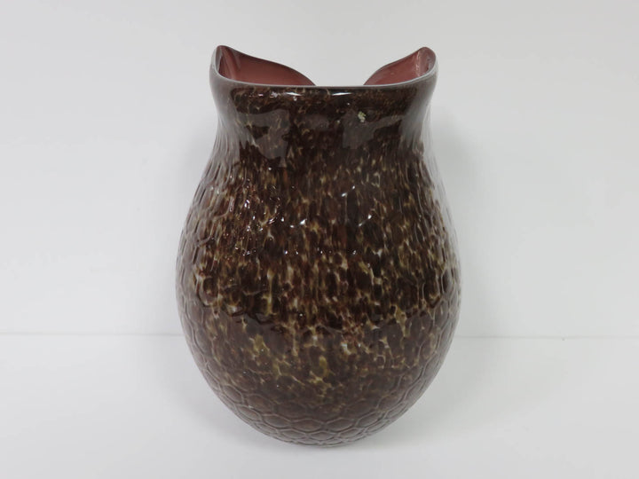 Owl Art Glass Vase