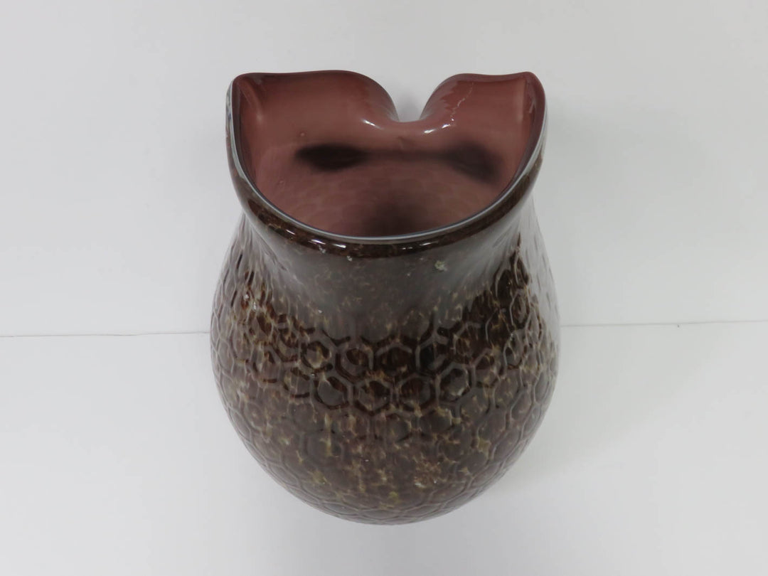 Owl Art Glass Vase