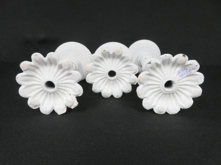 Trio of Distressed White Candlesticks