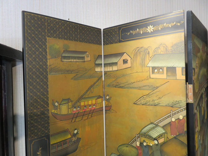 Vintage Hand Painted Asian Screen