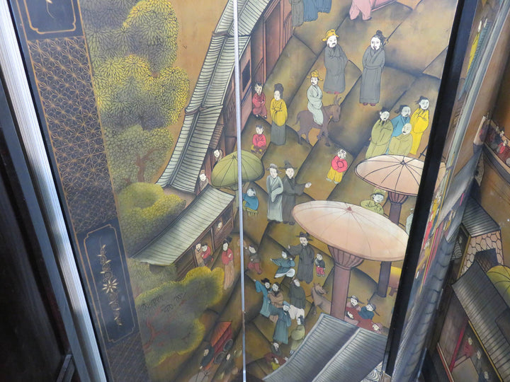 Vintage Hand Painted Asian Screen
