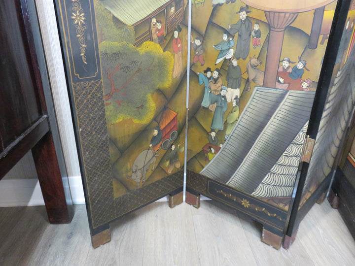Vintage Hand Painted Asian Screen
