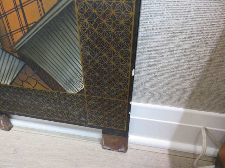 Vintage Hand Painted Asian Screen