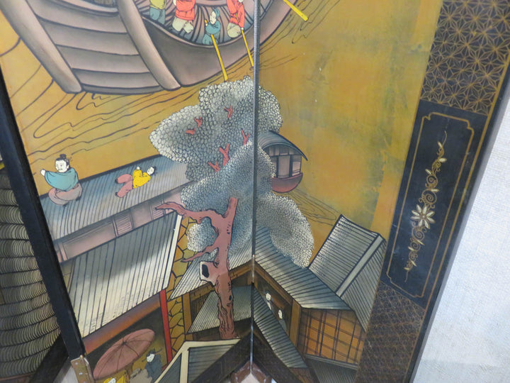 Vintage Hand Painted Asian Screen