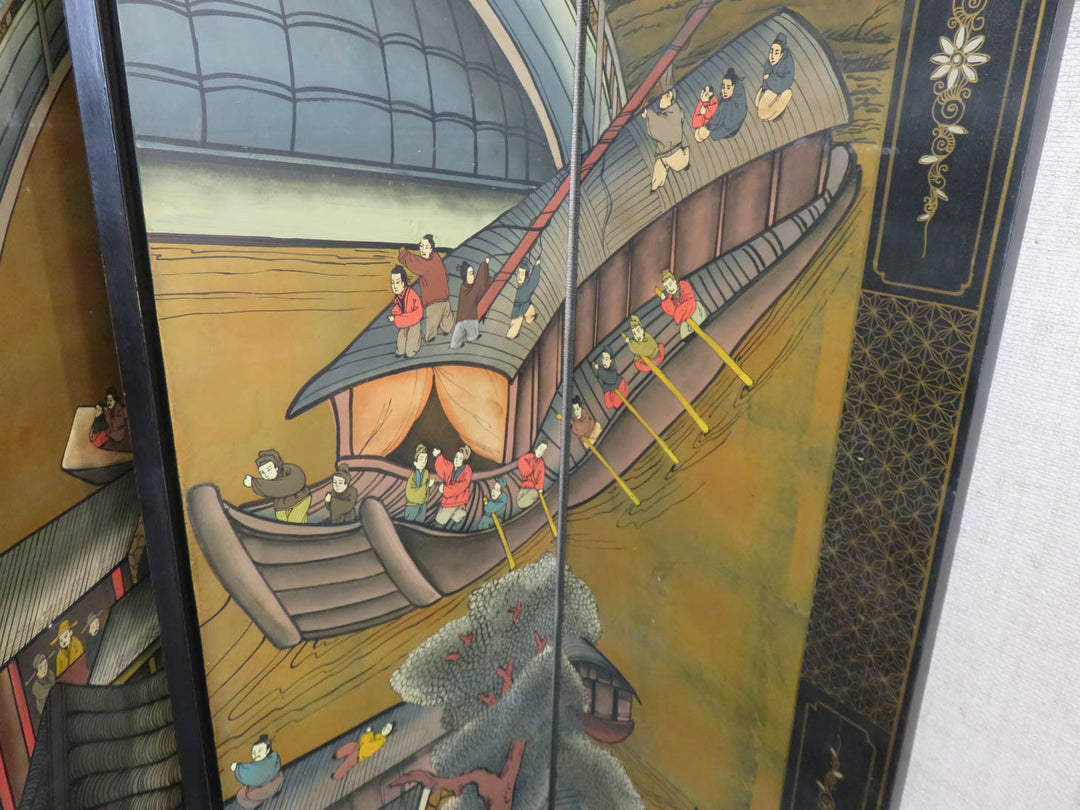 Vintage Hand Painted Asian Screen