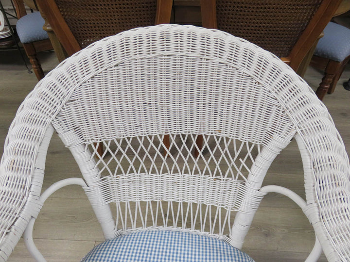 White Wicker Painted  Porch Chair