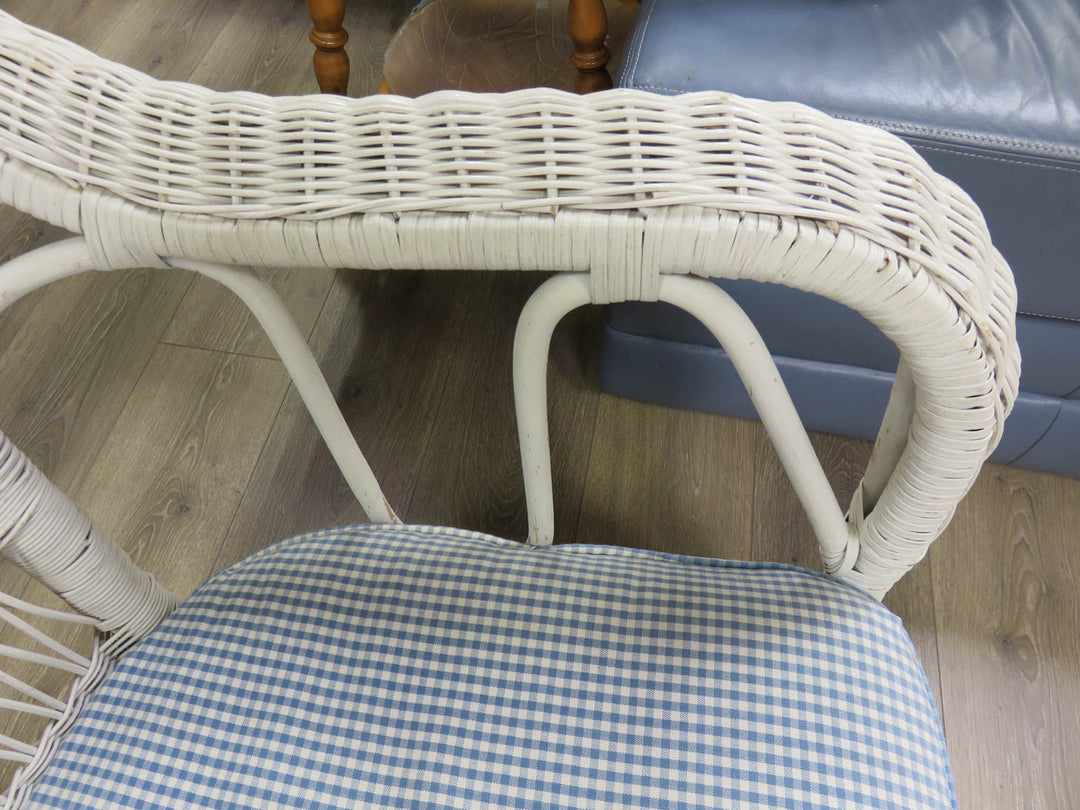 White Wicker Painted  Porch Chair