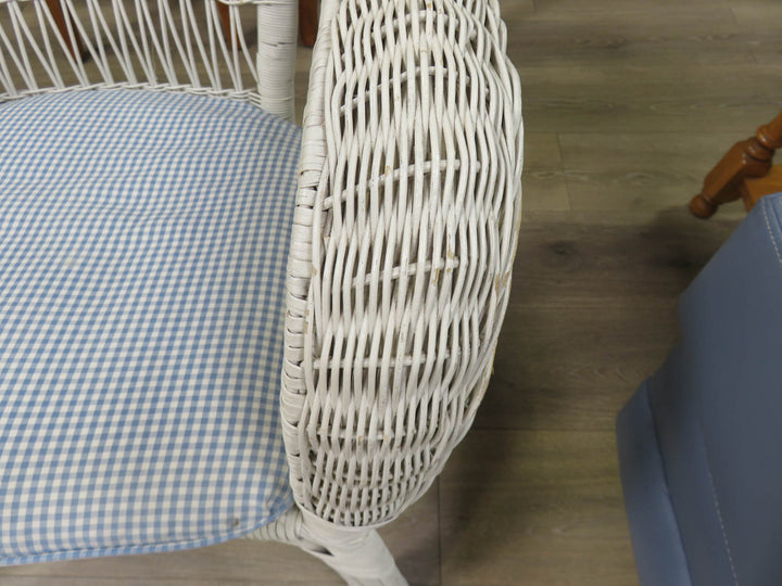 White Wicker Painted  Porch Chair