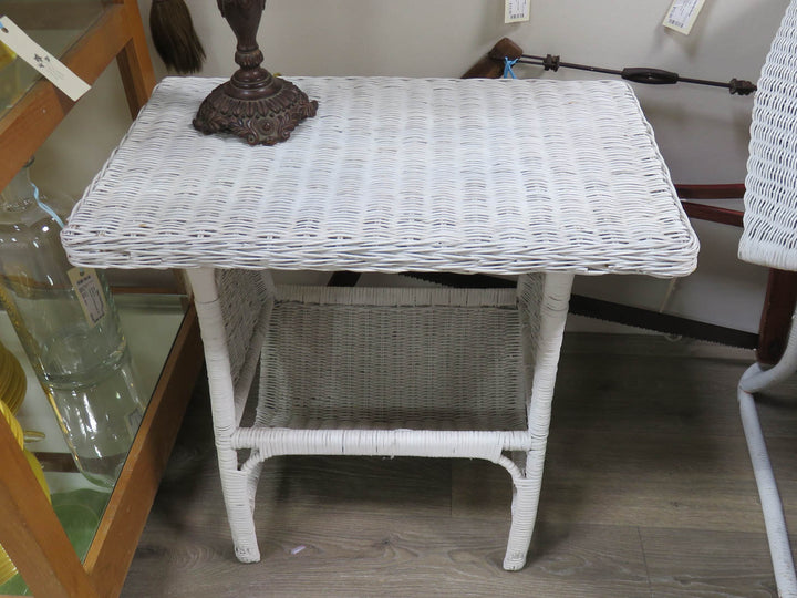 White Wicker Porch Table