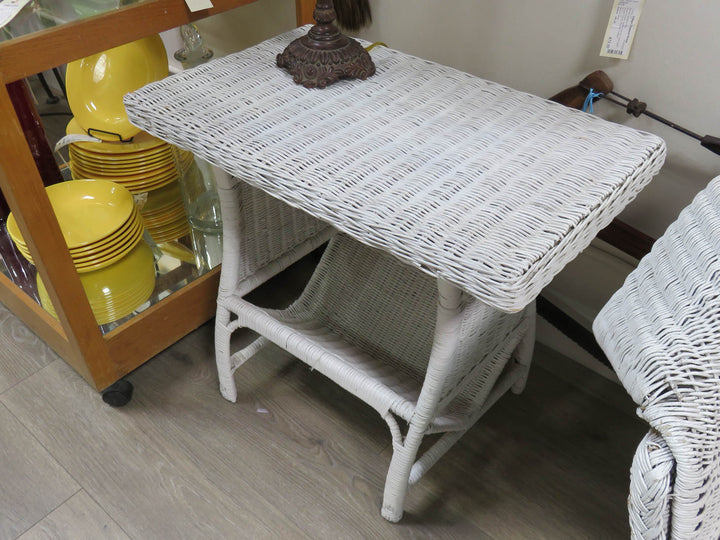 White Wicker Porch Table
