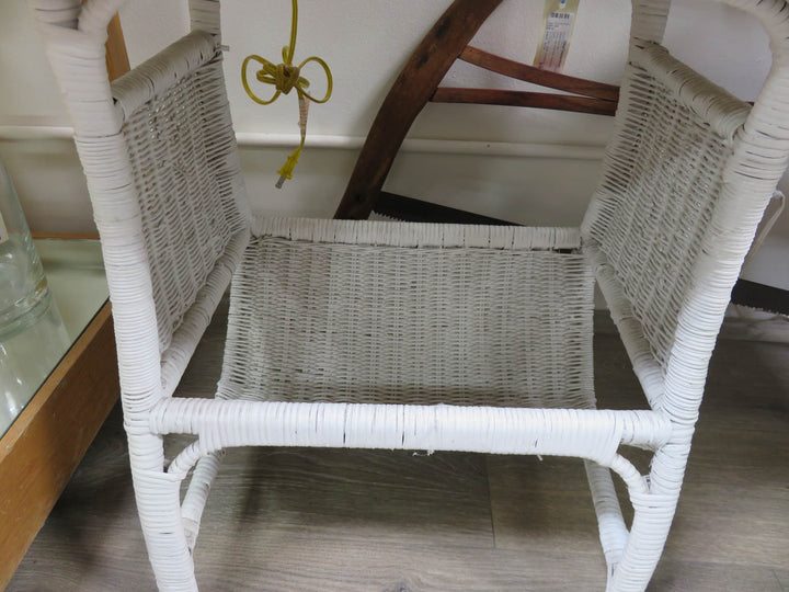 White Wicker Porch Table