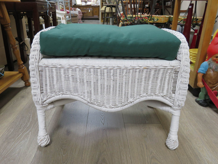 White Wicker Bench